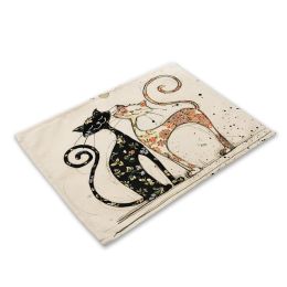 Animal Cat Heat Proof Mat Western-style Placemat Fabric Tableware (Option: MA0125 20)