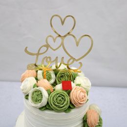 LOVE Wedding Party Acrylic Cake Insert (Color: Gold)