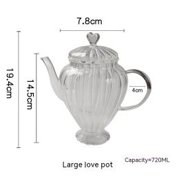 Classical British Glass Striped Heat-resistant Goblet Microwave Oven Available Tea Cup Afternoon Tea Explosion-proof Love Pot (Option: Large Love Pot-Conventional)