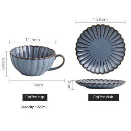 Japanese Retro Ceramic Coffee Set (Option: Blue Cup And Saucer-220ml)