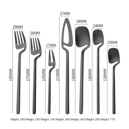 304 Stainless Steel Tableware Knife And Fork Stirring Spoon (Option: Black 7pcs set-2set)