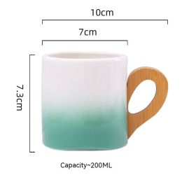 European Creative Bamboo Handle Cup Good-looking Gift Breakfast Milk Coffee Cup (Option: Green-Single Cup With Bamboo Mat)