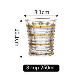 Golden Trim Gold Line Wine Glass Whiskey Decoration Cup (Option: Gold Painting No 8 Cup 250ml)