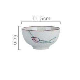 Household Underglaze Hand Painted Ceramic Rice Bowl (Option: Lotus-4.5inches)