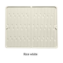 Foldable Thickened Heat Insulation Non-slip Silicone Draining Pad (Option: Ivory White-61x 33 Triple Folding)