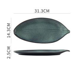 Japanese Fish Creative Leaf Dinner Household Kiln Changed Ceramic Dinner Plate (Option: G)