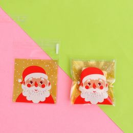 Christmas Old Man Sleigh Self-adhesive Self-sealing Cookie Packaging Bags (Option: Goldbottom old man)