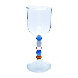 Fashion Bead Goblet Heat-resistant Glass Wine Glass (Option: Color)