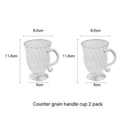 Classical British Glass Striped Heat-resistant Goblet Microwave Oven Available Tea Cup Afternoon Tea Explosion-proof Love Pot (Option: Inverse Grain Handle Cup 2-Conventional)