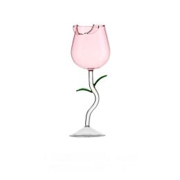 Creative Roses Red High-end Entry Lux Wine Glass Goblet Set (Option: 150ml Pink Green Leaf)