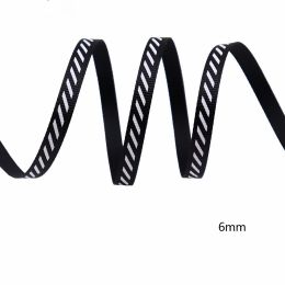 Diagonal Stripe Rib Ribbon Holiday Decoration (Option: black-10 Yards)