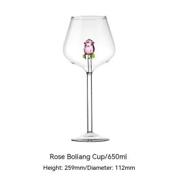 Creative Cute Rose Atmosphere Bordeaux White Wine Goblet (Option: Burgundy Cup 650ml)