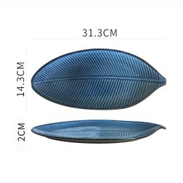 Japanese Fish Creative Leaf Dinner Household Kiln Changed Ceramic Dinner Plate (Option: I)