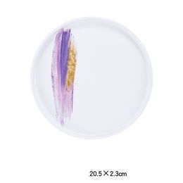 Nordic Personality Simple Ceramic Flat Plate (Option: White violet-8inch shallow dish)