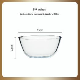 Japanese-style Transparent Glass Salad Bowl Large Instant Noodle Bowl Creative Bowl Microwave Oven Household And Noodle Bowl (Option: 800ml)