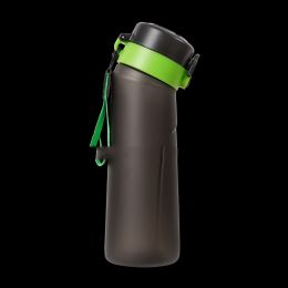 Plastic Fragrance Ring Straw Sports Bottle (Option: Green Neck Frosted Black-750ml)