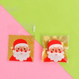 Christmas Old Man Sleigh Self-adhesive Self-sealing Cookie Packaging Bags (Option: Gold bottom old man)