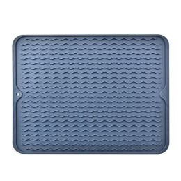 TPR Placemat Home Potholder Dining Table Cushion Water Draining Pad (Color: Blue)