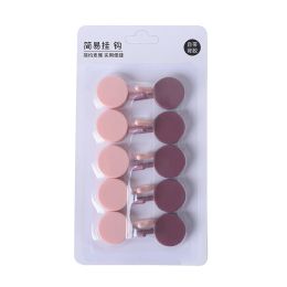 10pcs Creative punch-free wall stickers decorative paste coat hook wall hanging wall (Color: dark pink & light pink)