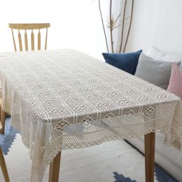 Hollow Decorative Table Cloth Lace Tablecloth Rectangular Tablecloths Dining Table Covermantel mesa (size: 140*180cm)