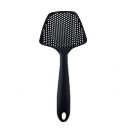 Non-stick filter big slotted spoon; nylon plastic environmental protection big slotted spatula spatula; scoop scoop water separa (Color: Black)