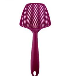 Non-stick filter big slotted spoon; nylon plastic environmental protection big slotted spatula spatula; scoop scoop water separa (Color: Rose Red)