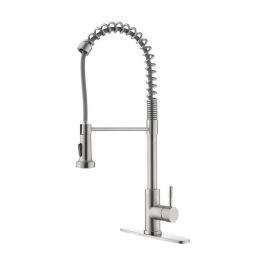 Household & Commercial Pull-Down Sprayer Spring Kitchen Sink Faucet (Color: Brushed Nickel, Type: Faucet)