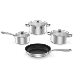 Household Daily Delicacies Pot Safe Non-Stick Cookware Set (Color: Silver, Type: 7 Piece)