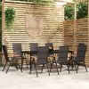 9 Piece Patio Dining Set Black