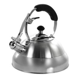 Camping Kitchen Office Use Stainless Steel Whistling Tea Kettle (Color: Silver B, Type: Tea Kettle)