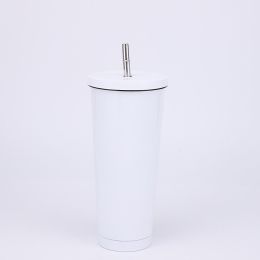 Stainless Steel Large-capacity Straw Insulation Cup (Option: White-750ML)