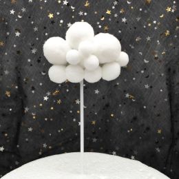 Creative Large And Small Cloud Cake Decoration Card (Option: White-Large short)