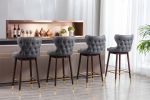 Furniture,29.9" Modern Leathaire Fabric bar chairs, Tufted Gold Nailhead Trim Gold Decoration Bar stools,Set of 2