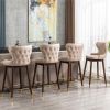 Furniture,29.9" Modern Leathaire Fabric bar chairs, Tufted Gold Nailhead Trim Gold Decoration Bar stools,Set of 2