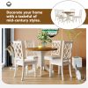 Mid-Century Solid Wood 5-Piece Round Dining Table Set;  Kitchen Table Set with Upholstered Chairs for Small Places