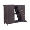 Kitchen Island Cart on Wheels with Adjustable Shelf and 5 Wine Holders, Storage Cart for Dining Room, Kitchen