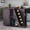 Kitchen Island Cart on Wheels with Adjustable Shelf and 5 Wine Holders, Storage Cart for Dining Room, Kitchen