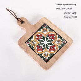 Vintage Solid Wood Tile Handle Potholder (Option: Log Color 004)