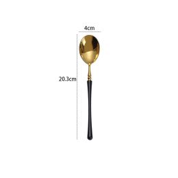 Stainless Steel 304 Knife, Fork And Spoon Tableware Black Gold (Option: Main Meal Spoon Black Gold)