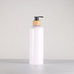 White Bamboo Pipe Round Shoulder Bottle (Option: White Bottle Black Bamboo Pump-500ml)