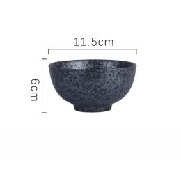 Household Underglaze Hand Painted Ceramic Rice Bowl (Option: Black color-4.5inches)