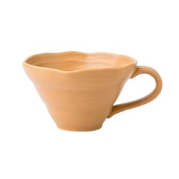 Large Capacity Breakfast Cup Milk Oatmeal Cup Hand Pinch Feeling Ceramic Cup (Option: Orange-380ml)